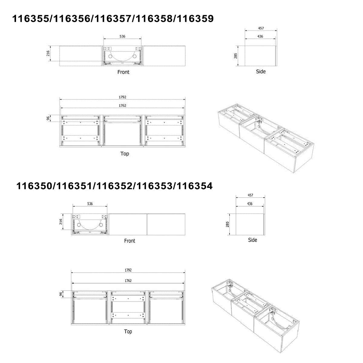 VikingBad Servantskap fingergrep MIE DEMI 180 cm (3x60cm) VikingBad Servantskap