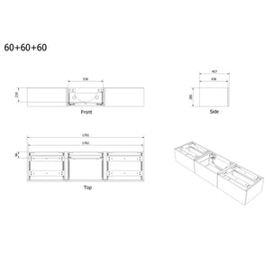 Vikingbad MIE DEMI Stav Servantskap Mål: B180x46x29 cm (3x60)