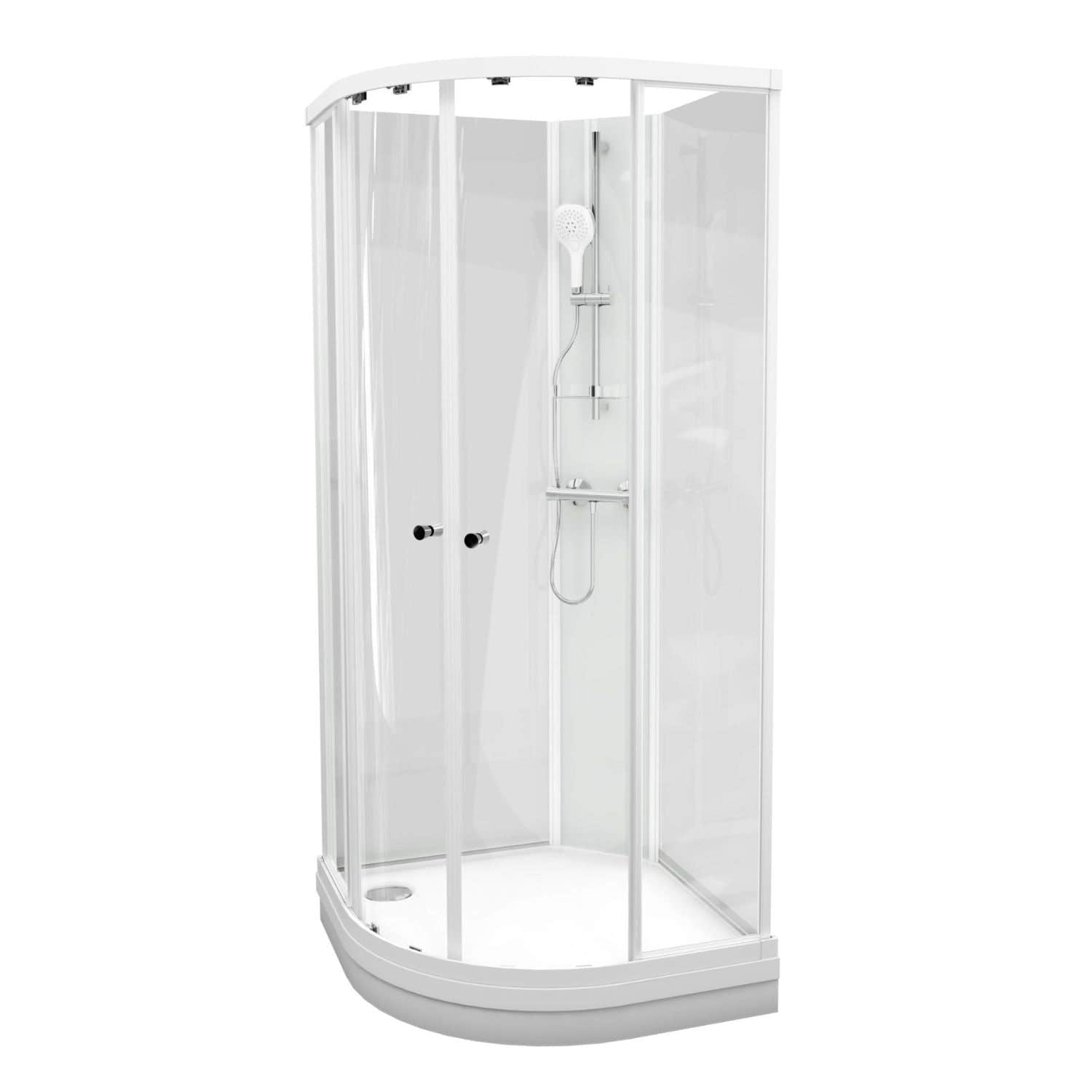 VikingBad Sofia Dusjkabinett Buet H210cm, Klare Bakvegger Hvit matt / Basic / 70x90cm høyre VikingBad Dusjkabinett VB-115567