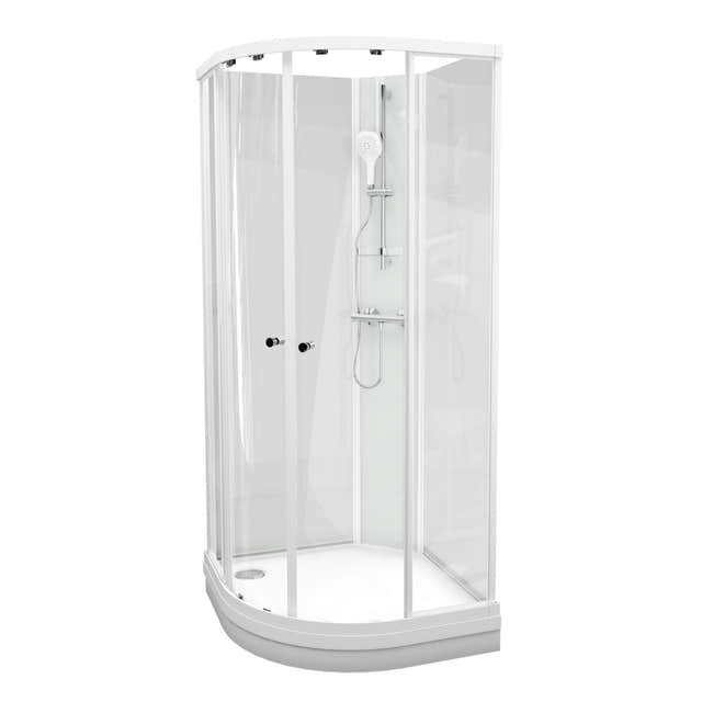 VikingBad Sofia Dusjkabinett Buet H210cm, Klare Bakvegger Hvit matt / Basic / 70x90cm høyre VikingBad Dusjkabinett VB-115567