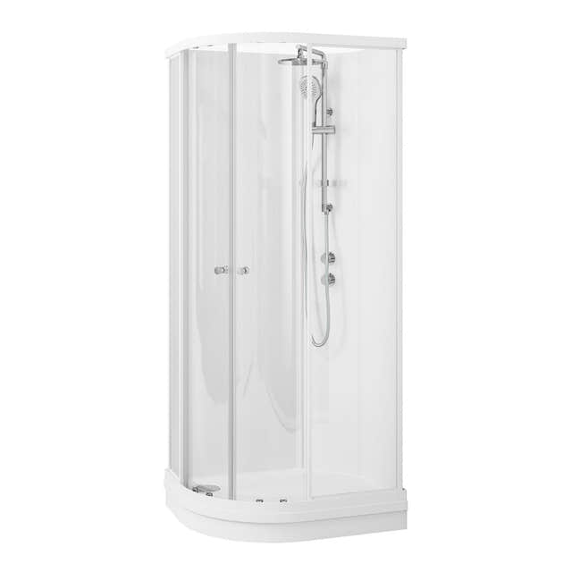 VikingBad Sofia Dusjkabinett Buet H210cm, Klare Bakvegger Hvit matt / Pluss / 70x90cm høyre VikingBad Dusjkabinett VB-115560