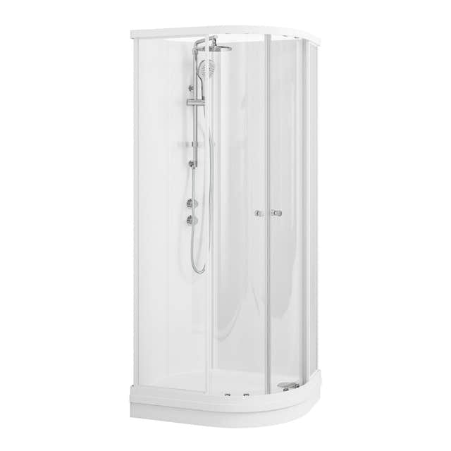 VikingBad Sofia Dusjkabinett Buet H210cm, Klare Bakvegger Hvit matt / Pluss / 70x90cm venstre VikingBad Dusjkabinett VB-115561
