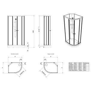 Vikingbad Sofia Dusjkabinett Buet H210cm, Klare Bakvegger