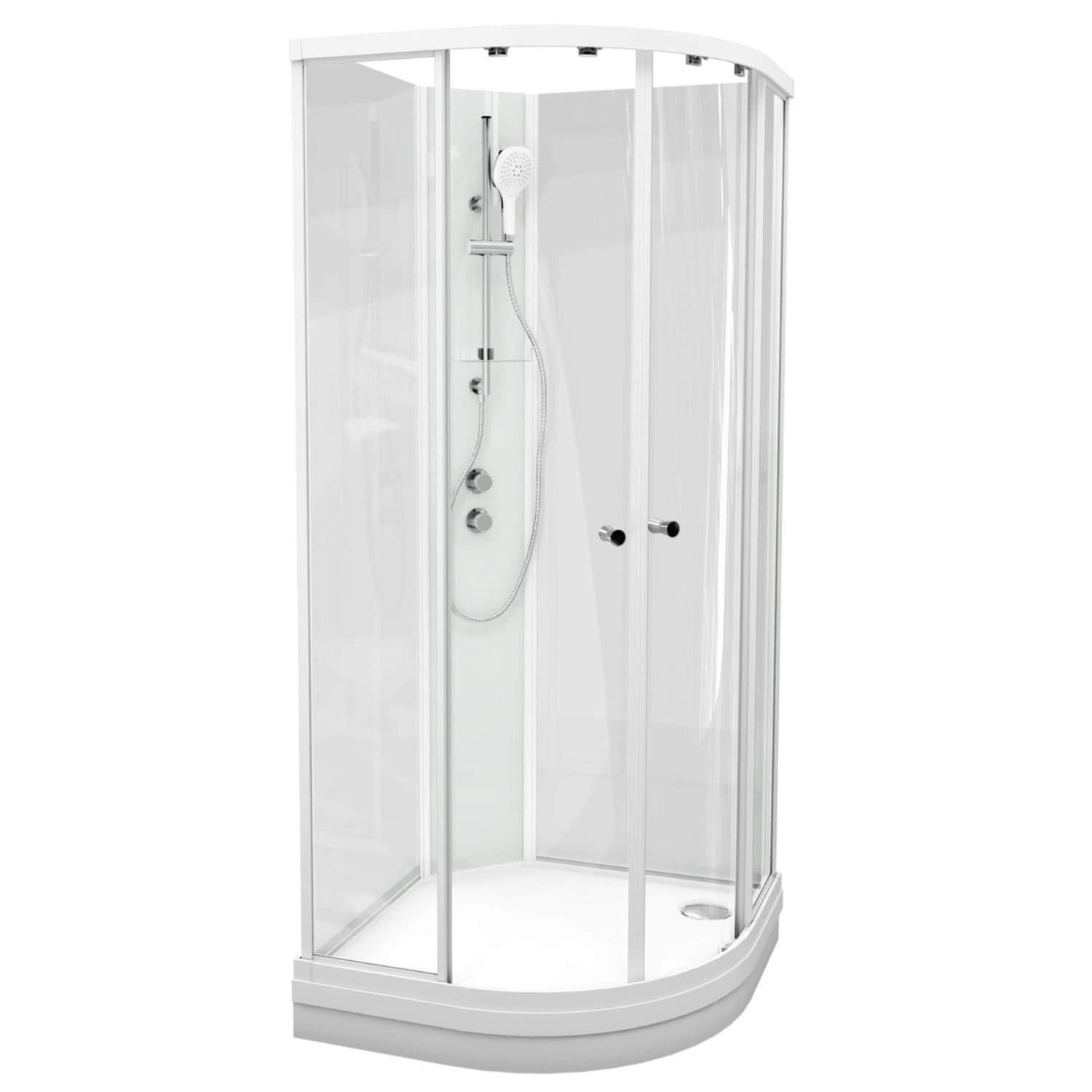 VikingBad SOFIA Dusjkabinett Buet Standard - Støpemarmor Bunnkar Hvit matt / 80x80cm / Klart glass VikingBad Dusjkabinett VB-115595