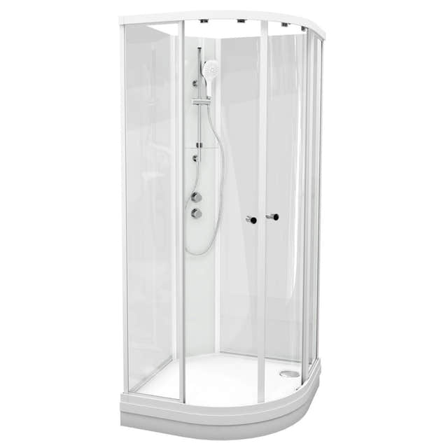VikingBad SOFIA Dusjkabinett Buet Standard - Støpemarmor Bunnkar Hvit matt / 80x80cm / Klart glass VikingBad Dusjkabinett VB-115595
