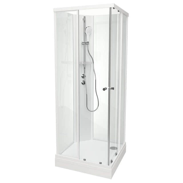 VikingBad SOFIA Rett Standard Dusjkabinett Hvit matt / 80x80cm / Hvit glass VikingBad Dusjkabinett VB-117802