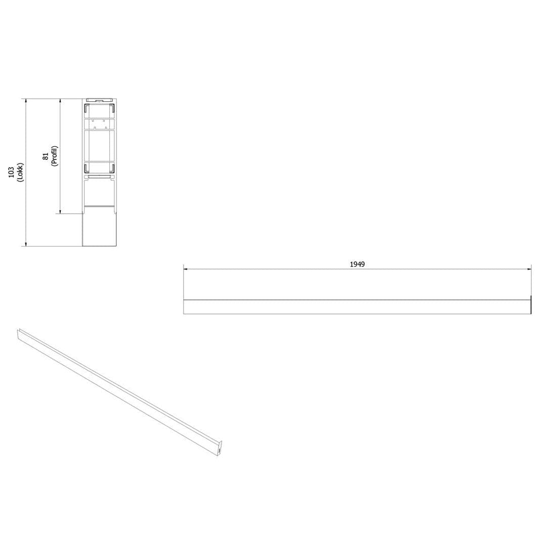 VikingBad Utfellingsprofil +50mm Liam Dusjdør H195cm VikingBad Veggprofil