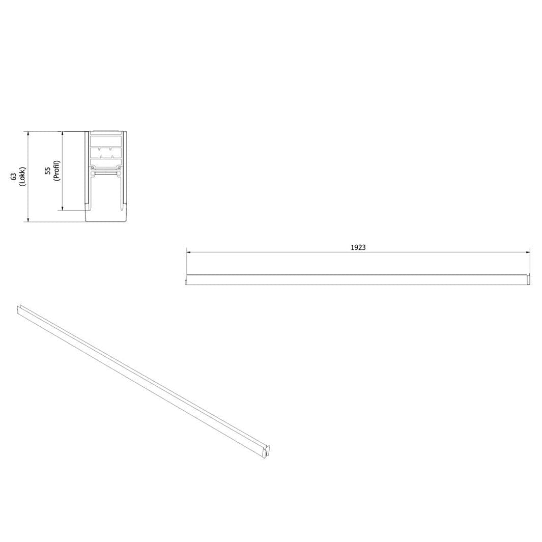 VikingBad Utfellingsprofil Liam Glassfelt (+25/+50mm) H193cm VikingBad Veggprofil