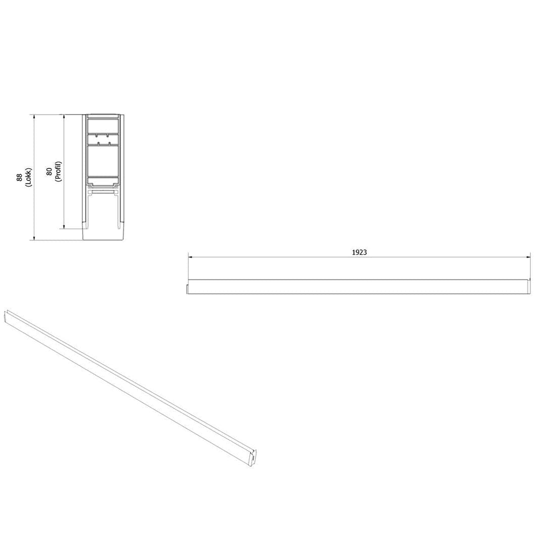VikingBad Utfellingsprofil Liam Glassfelt (+25/+50mm) H193cm VikingBad Veggprofil