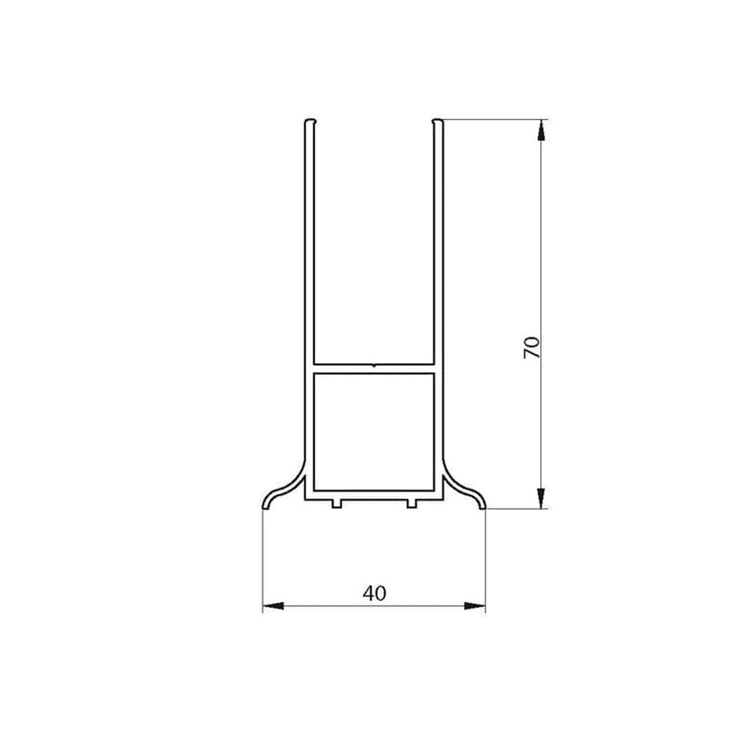 VikingBad Veggprofil fast 70mm H195cm Utfellingsprofil for Dusjdører VikingBad Veggprofil VB-107800