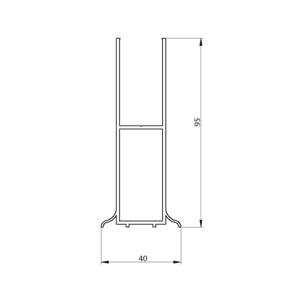 VikingBad Veggprofil fast 95mm H195cm Utfellingsprofil for Dusjdører VikingBad Veggprofil VB-107801