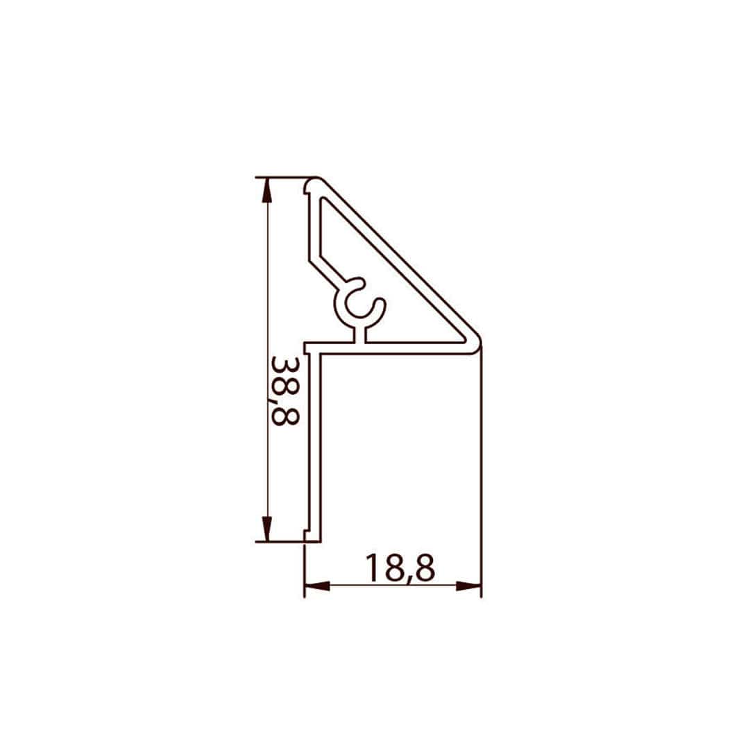 VikingBad Veggprofil Fast Alu Magnetlist Universal Sølv H193cm (til Dusjdør rett) VikingBad Veggprofil VB-105748