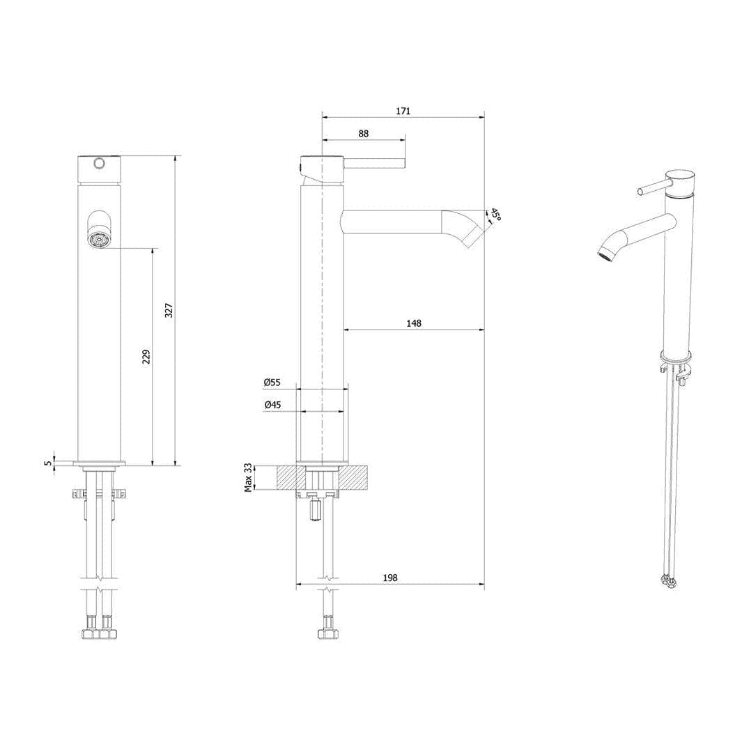 VikingBad Veni Høy Servantbatteri H327mm VikingBad Servantbatteri