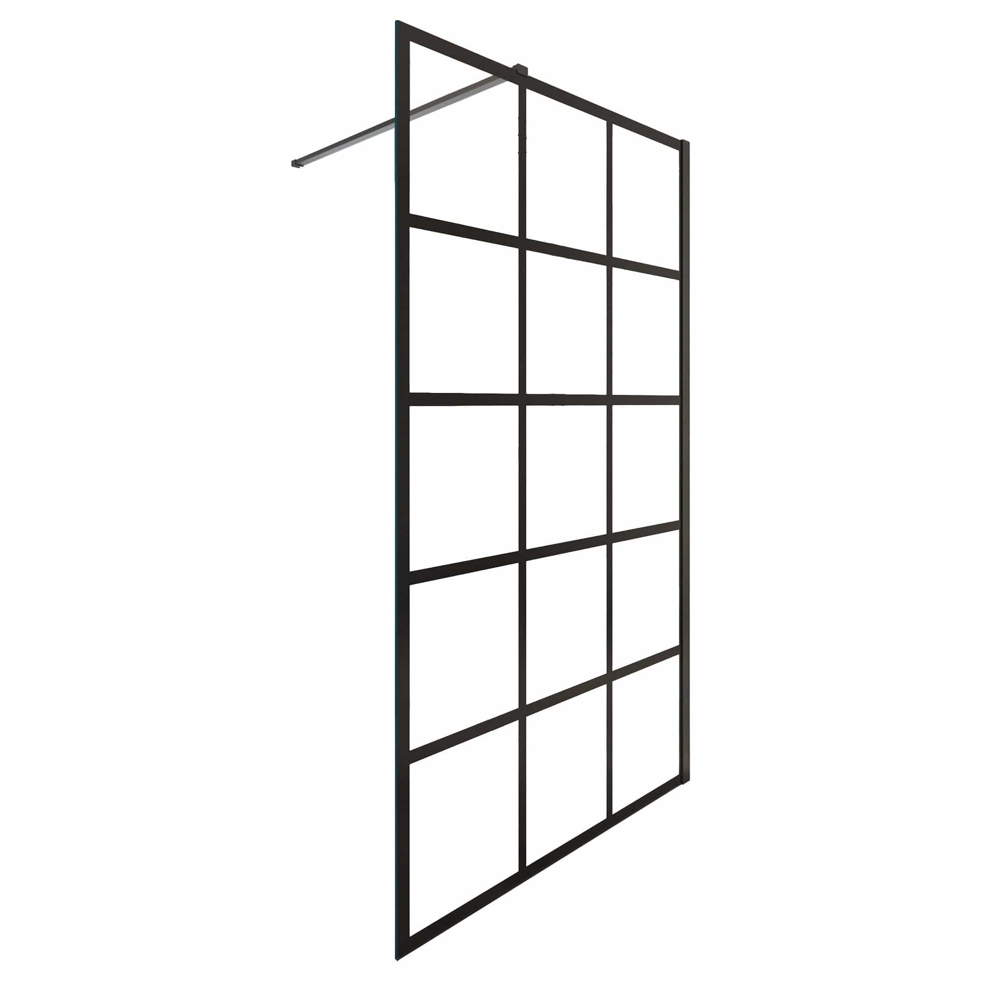 Alterna Matrix Fast Dusjvegg Ruter 86,4-116,4cm Svart matt / 90cm / Klart glass Alterna Dusjvegg BD-6310993