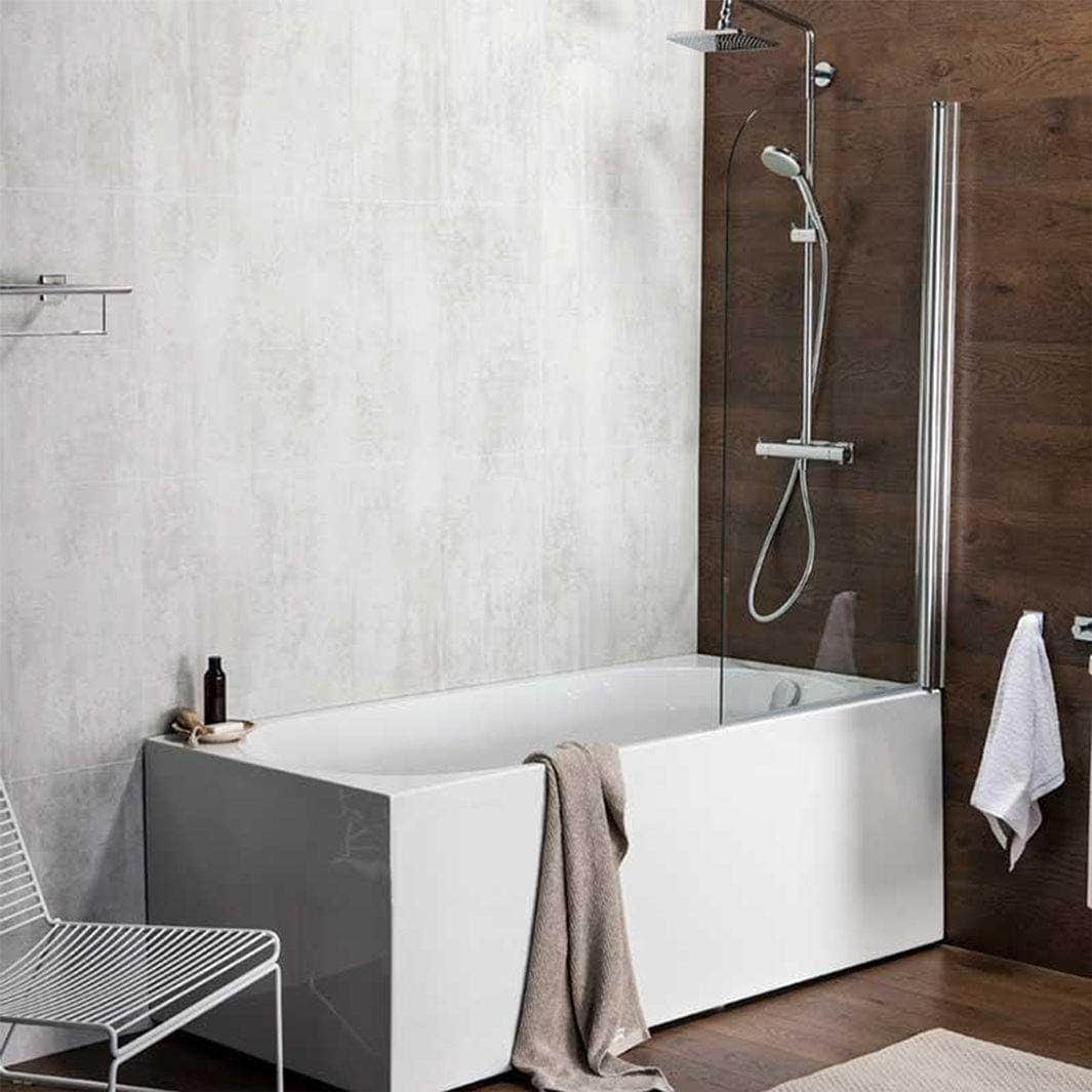 Alterna Mimas Badekarvegg XL 80 Krom Krom / 80cm / Klart glass Alterna Badekarvegg BD-6310613