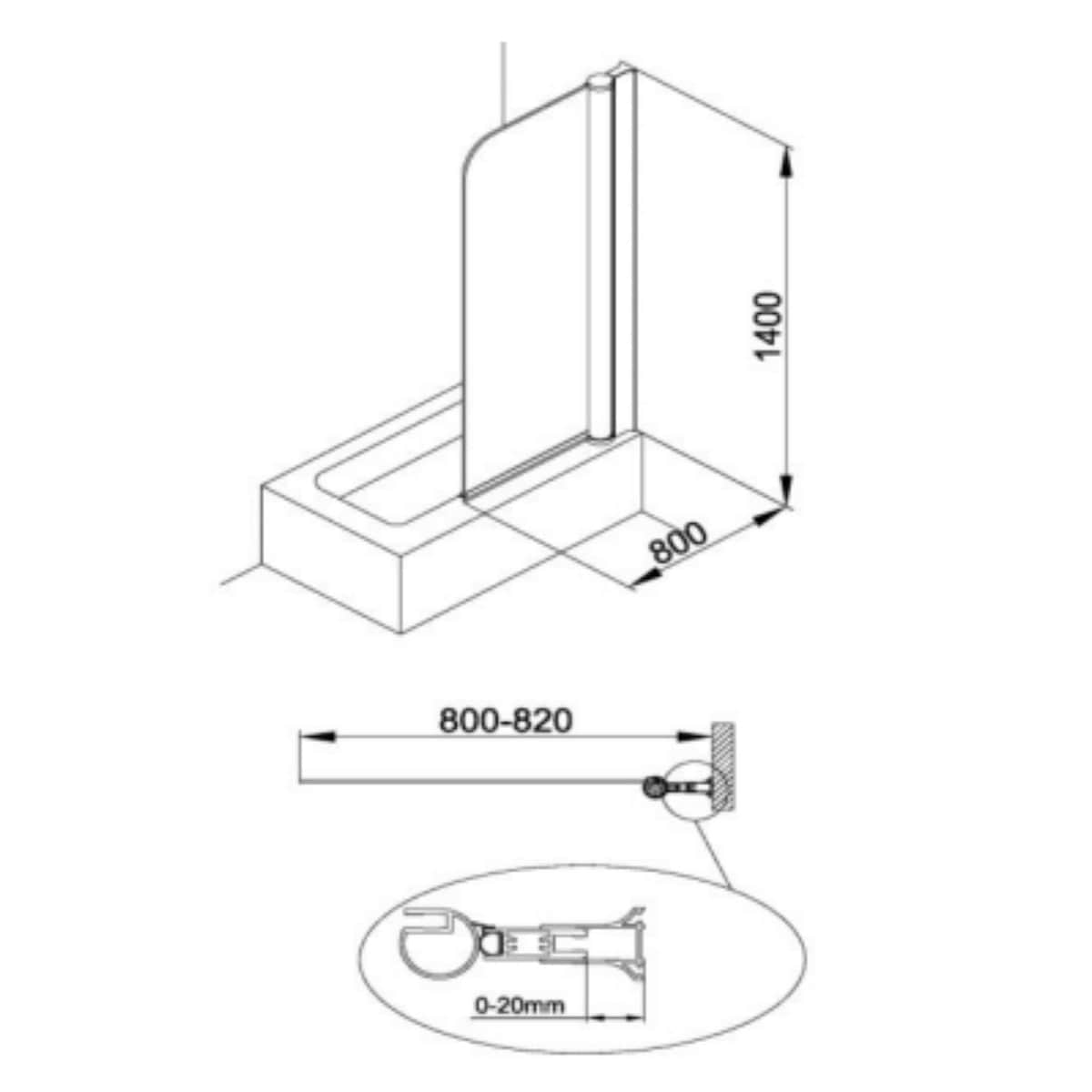 Alterna Mimas Badekarvegg XL 80 Krom Krom / 80cm / Klart glass Alterna Badekarvegg BD-6310613