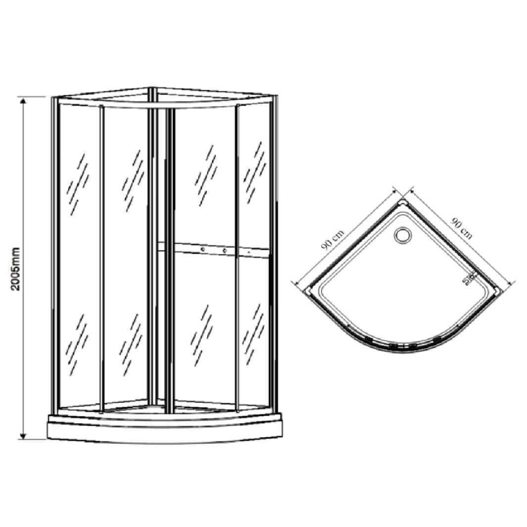 Alterna Primeo Buet Dusjkabinett 90x90 Hvit matt / 90x90cm / Frostet glass Alterna Dusjkabinett BUN-BD6310639