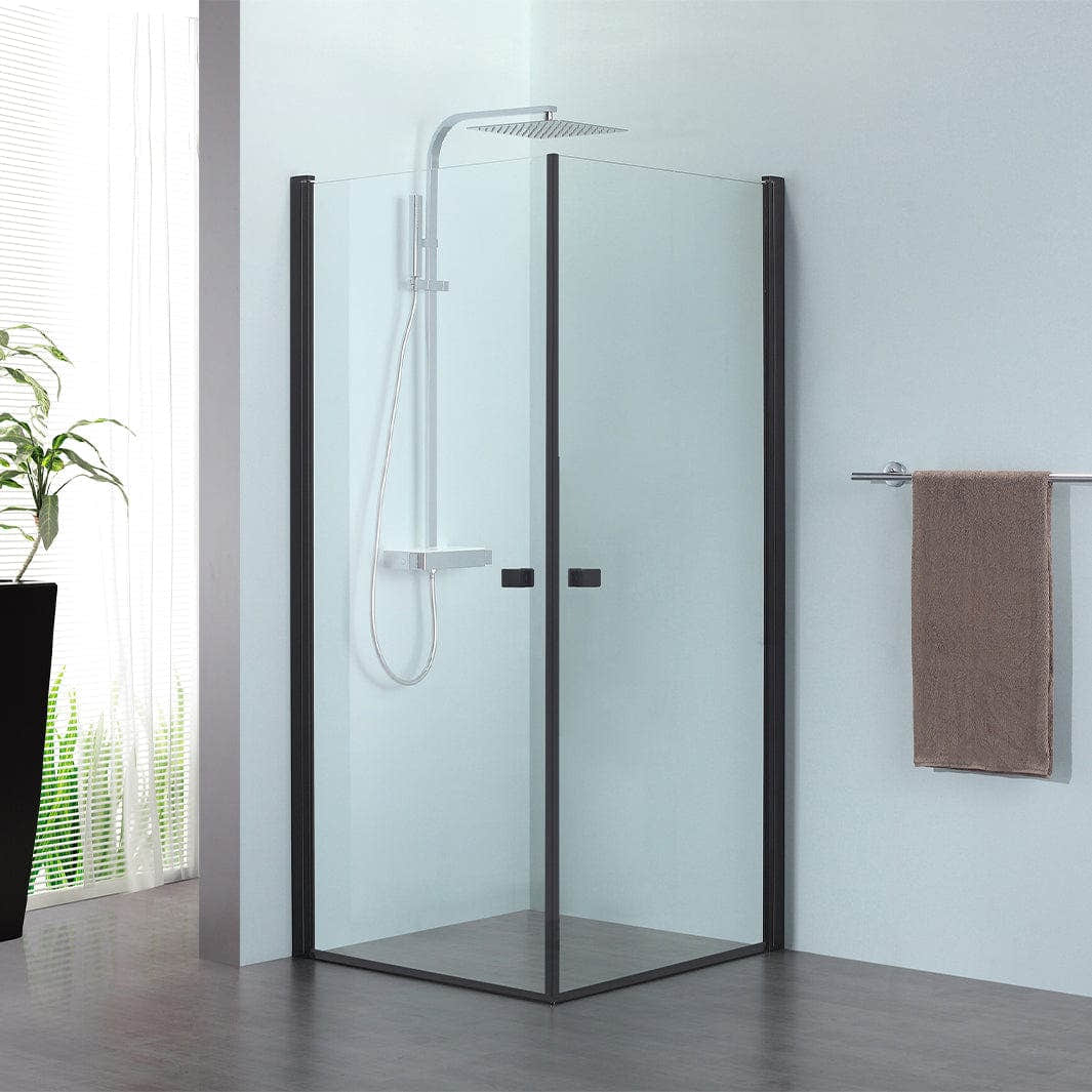 Alterna Pyxis Dusjdør Rett 70-100cm Svart matt / 70cm / Klart glass Alterna Dusjvegg BD-6310663