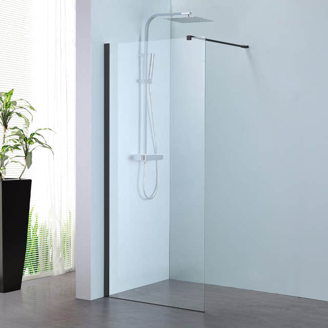 Alterna Pyxis Fast Dusjvegg "Walk-in" Svart matt / 100cm / Klart glass Alterna Dusjvegg BD-6310597
