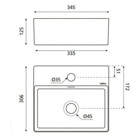 Bathco Bergamo Servant B34,5xD30,6cm - porselen