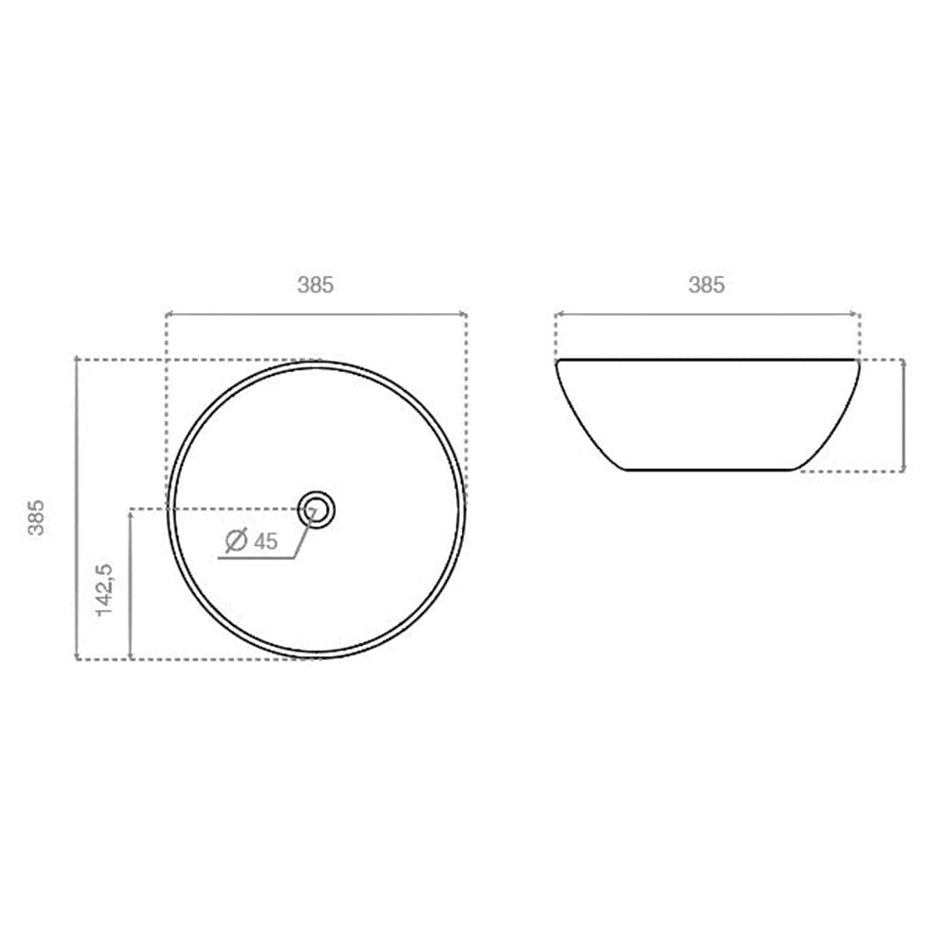 Bathco Lys Bolleservant Ø40cm - porselen Svart matt Bathco Bolleservant KO-4084NBM