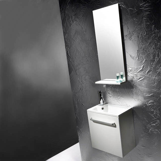 Bathco Niza Møbelpakke - servantskap, servant og speil Hvit høyglans / 44cm Bathco Møbelpakke bad KO-9901BL