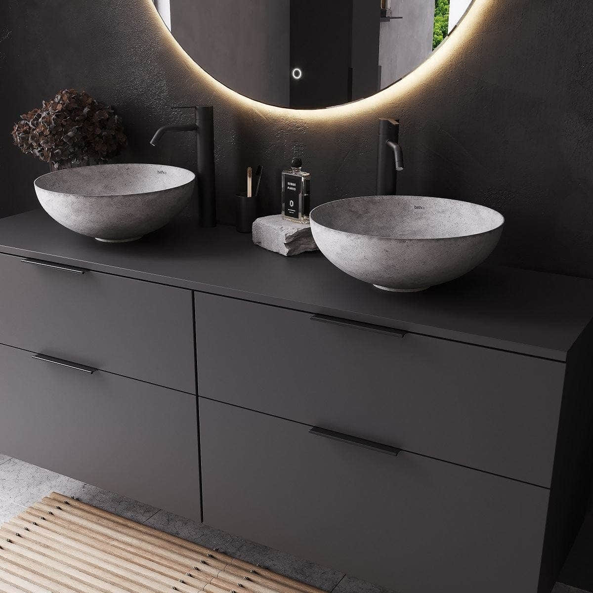 Bathco Sicilia Gris Claro Bolleservant Ø40cm - mikrosement Lys grå Bathco Bolleservant KO-1502MC