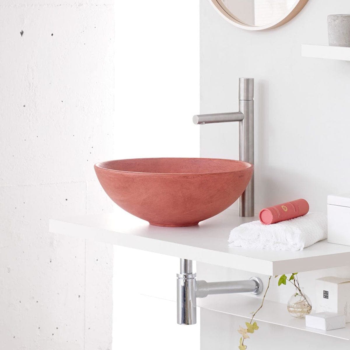 Bathco Sicilia Teja Bolleservant Ø40cm - mikrosement Rød Bathco Bolleservant KO-1501MC