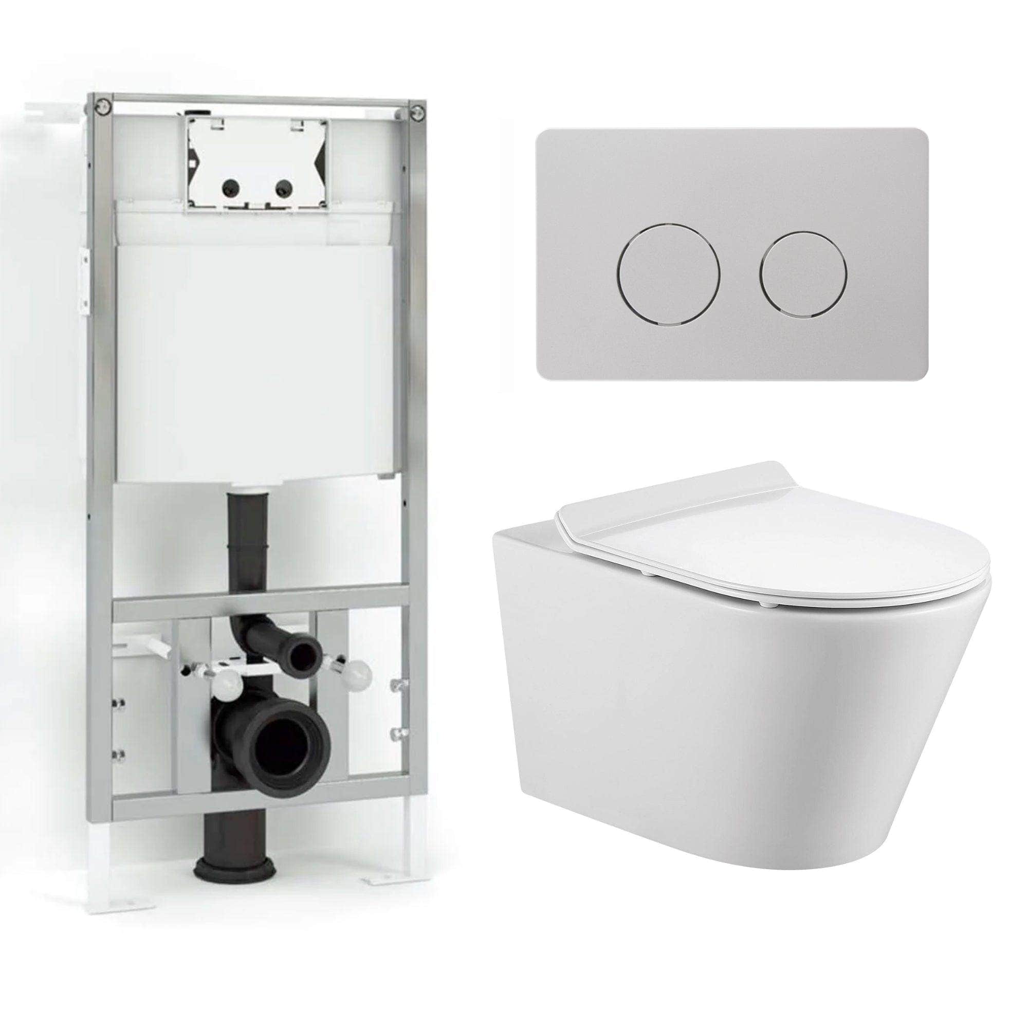 Bathco Sintra Antibakteriell Toalettpakke: veggskål, soft-close sete og sisterne Matt krom Bathco Toalettpakker BUN-4551MK