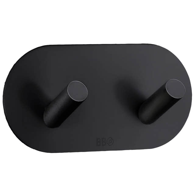 Beslagsboden Dobbel Krok 1091 - selvklebende Svart matt Beslagsboden Knagger SM-BB1091