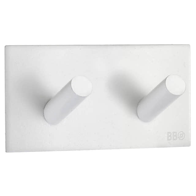 Beslagsboden Dobbel Krok 1093 - selvklebende Hvit Beslagsboden Knagger SM-BX1093