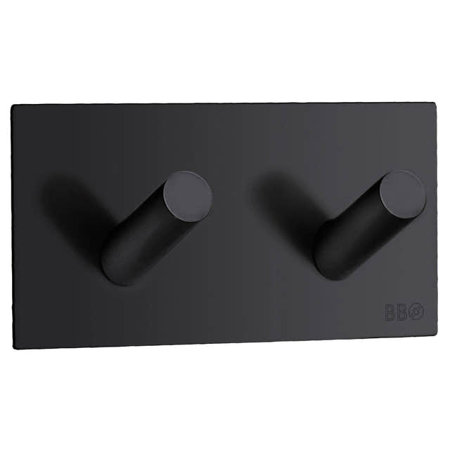 Beslagsboden Dobbel Krok 1093 - selvklebende Svart matt Beslagsboden Knagger SM-BB1093