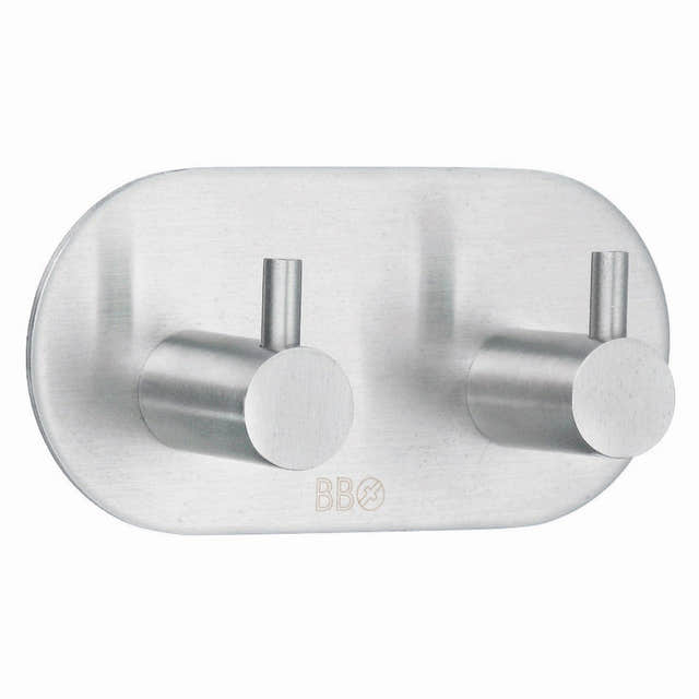 Beslagsboden Dobbel Krok 1102 - selvklebende Matt krom Beslagsboden Knagger SM-B1102