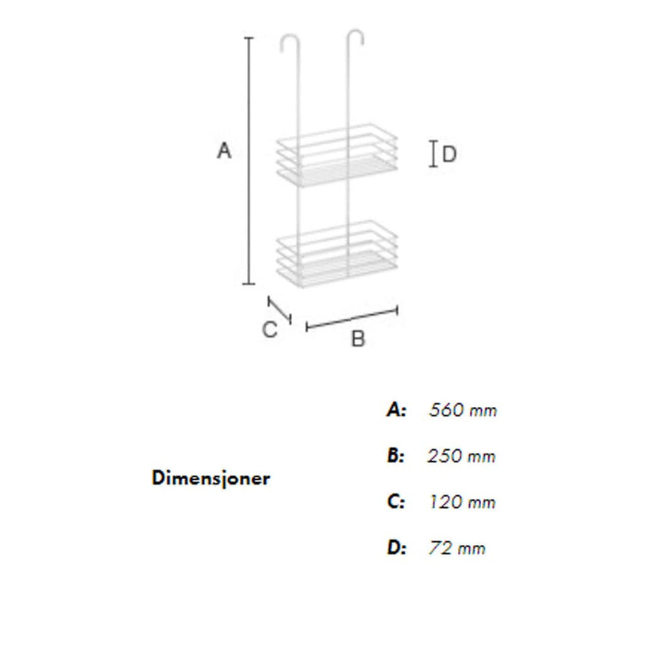 Beslagsboden dusjkurv i 2 plan for dusjblandebatteri 1215 Beslagsboden Dusjhylle