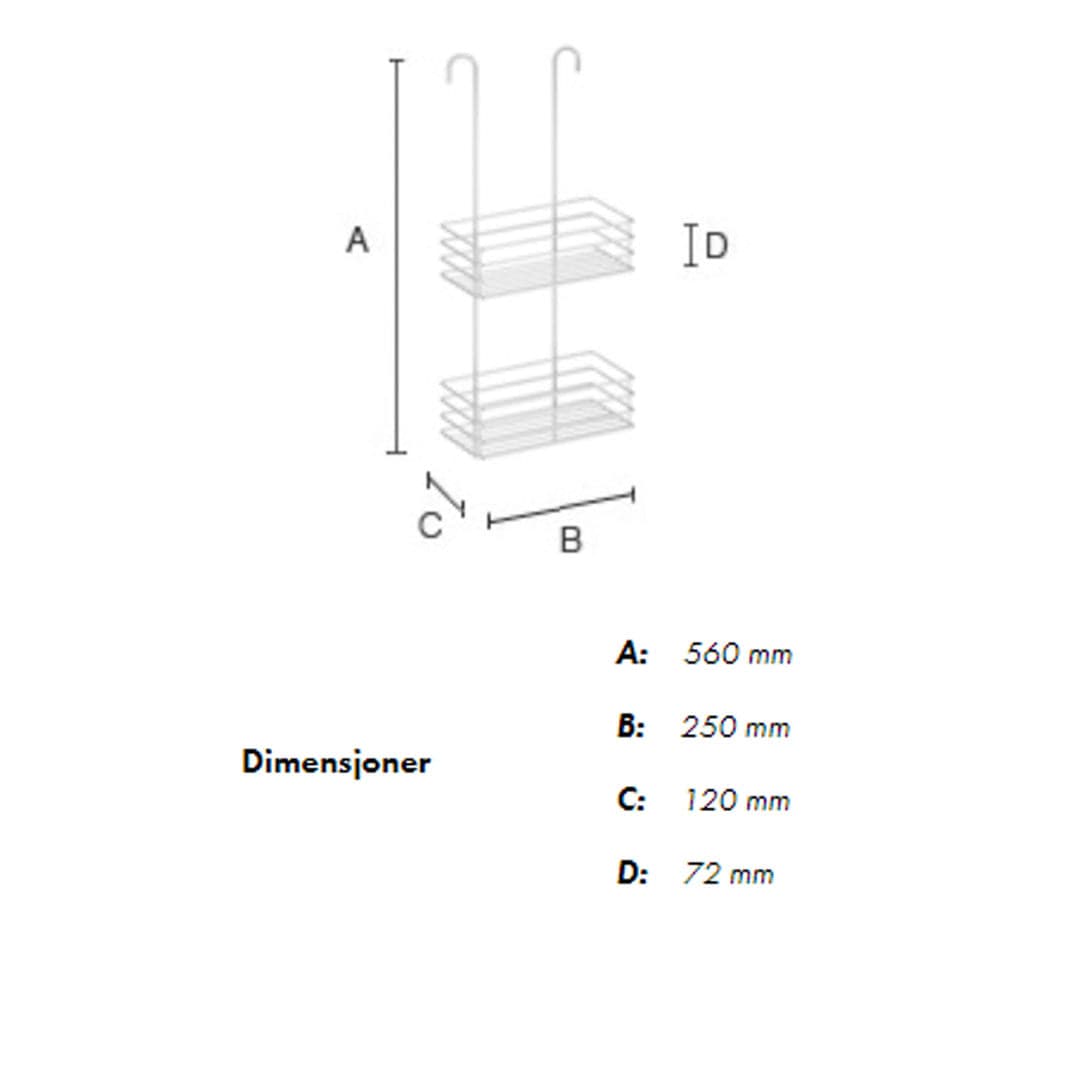 Beslagsboden dusjkurv i 2 plan for dusjblandebatteri 1215 Beslagsboden Dusjhylle