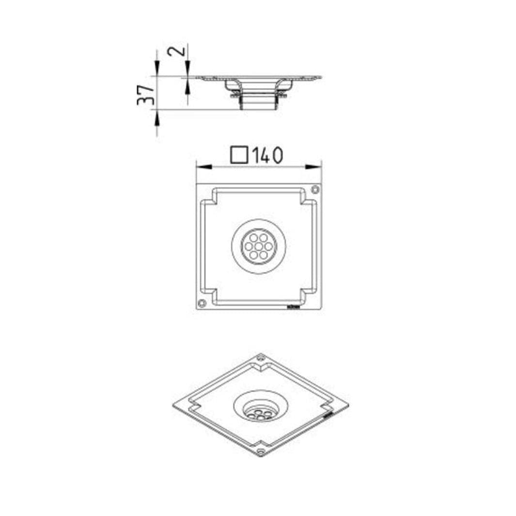 Blucher blendeplate square140x140mm Blucher Slukrist AH-610.155.451