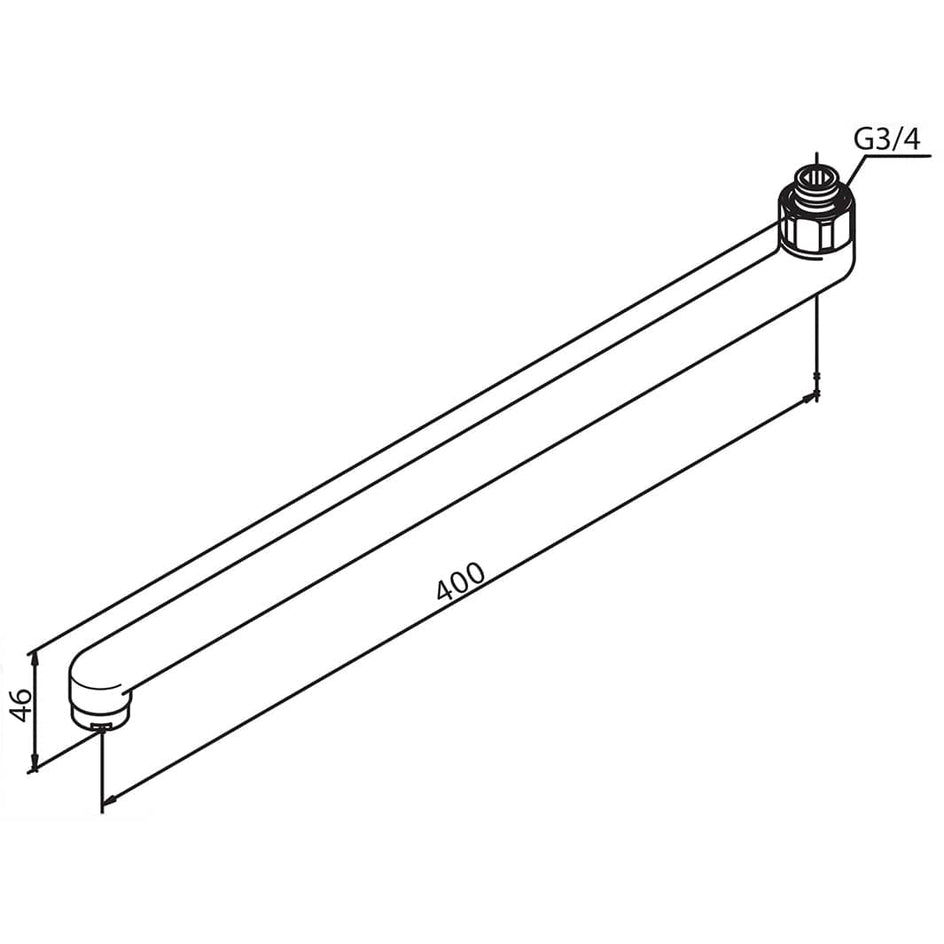 Damixa 390mm Svingtut Krom Damixa Tilbehør blandebatteri KO-4809400