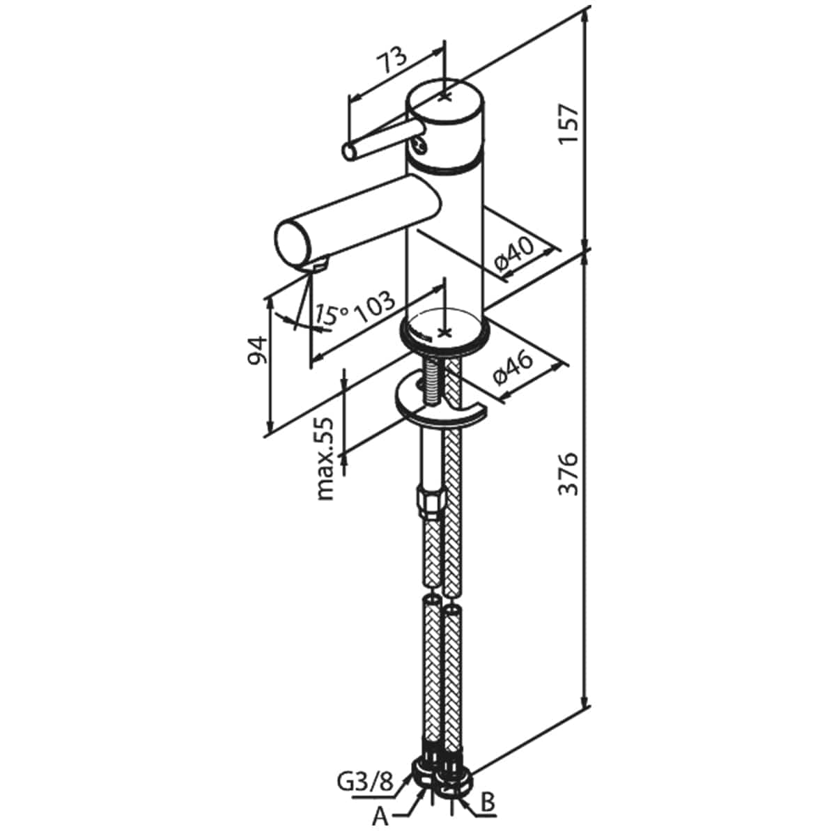 Damixa Merkur Mini Servantbatteri Krom Damixa Servantbatteri KO-1472700