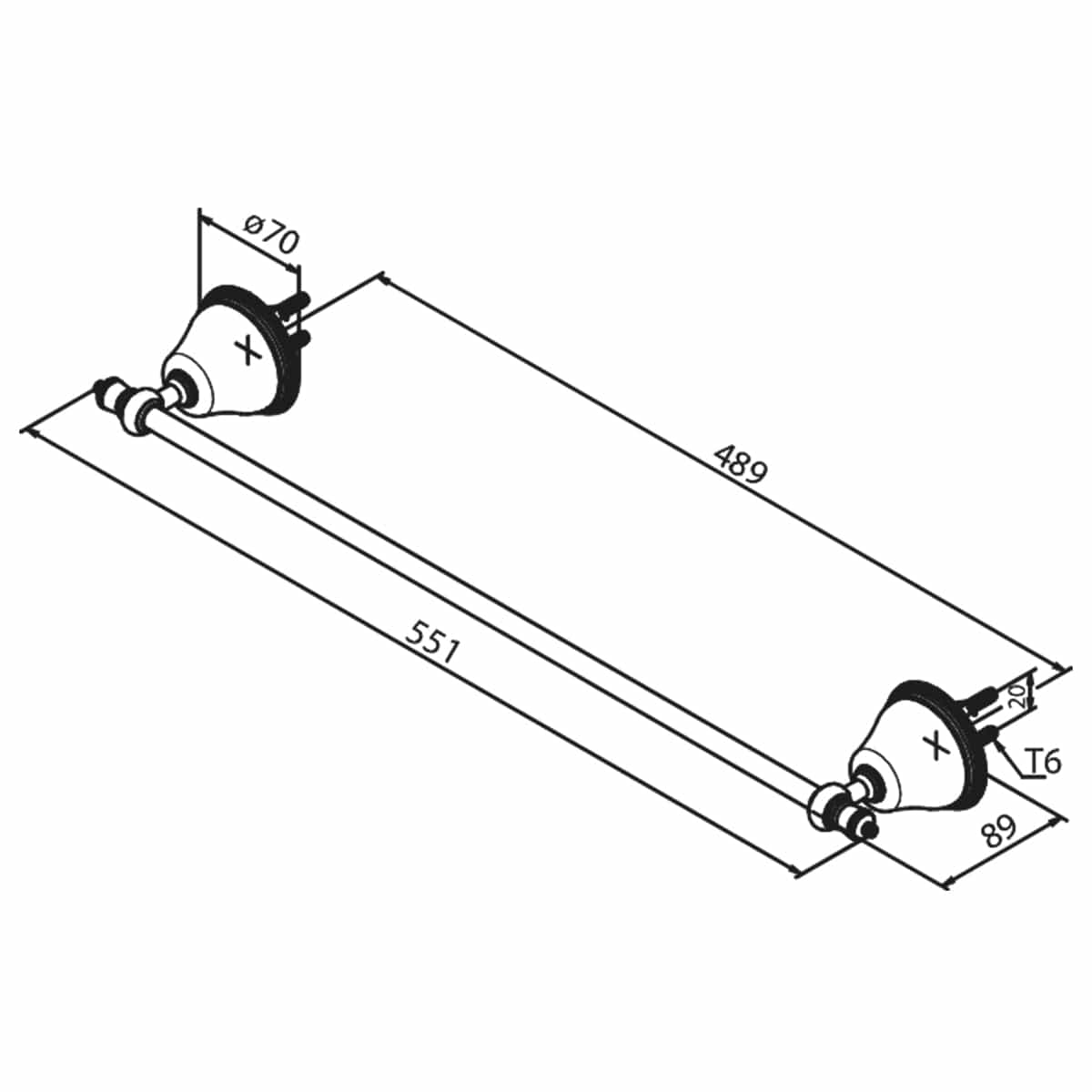 Damixa Tradition Håndklestang Enkel Krom Krom Damixa Håndkleholder KO-3730400