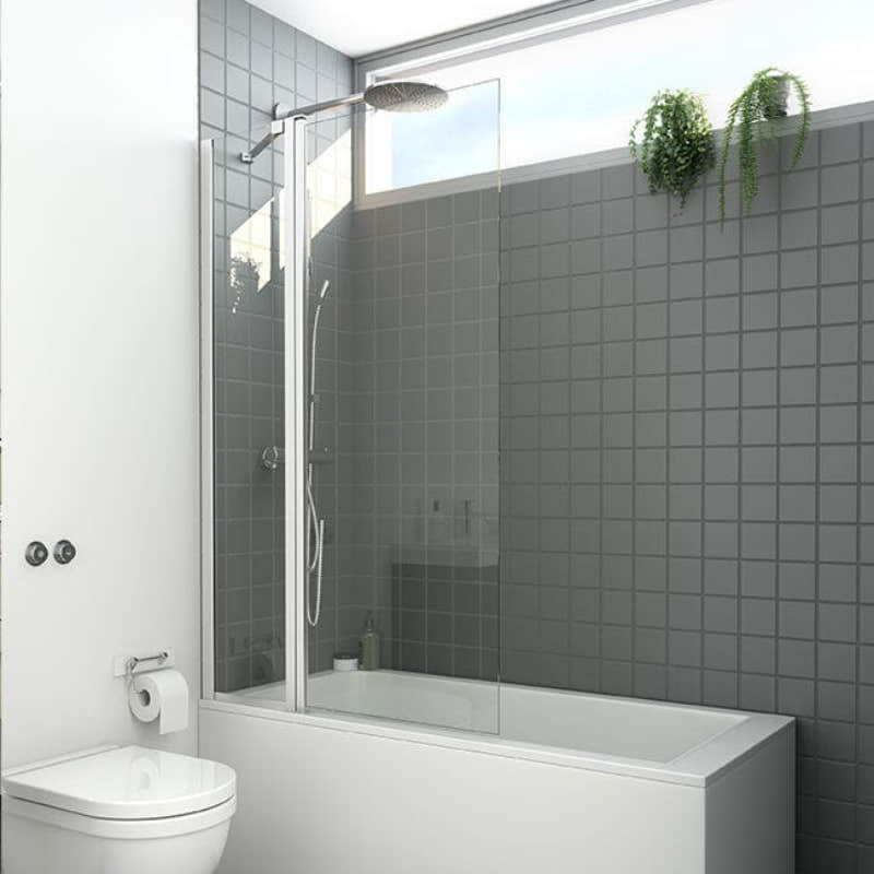 Dansani Match H Badekarvegg med sidepanel B95-97xH155cm Sateng / 100cm / Klart glass Dansani Badekarvegg DA-H100-01