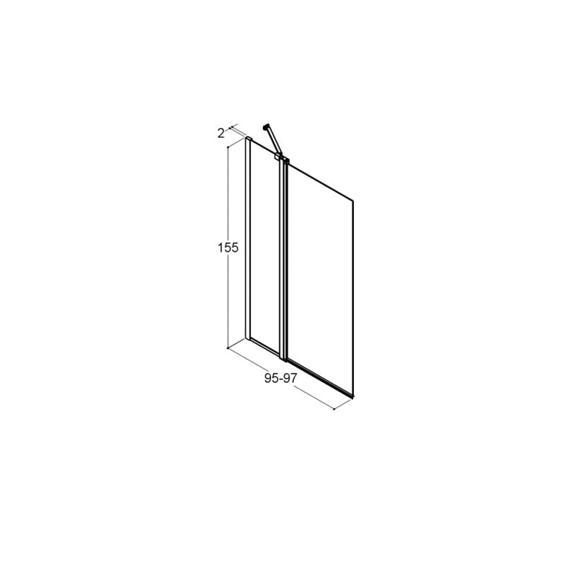 Dansani Match H Badekarvegg med sidepanel B95-97xH155cm Sateng / 100cm / Klart glass Dansani Badekarvegg DA-H100-01