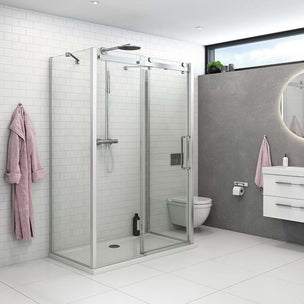 Dansani XXL Skyvedør med 2 sidepanel for rettvegg
