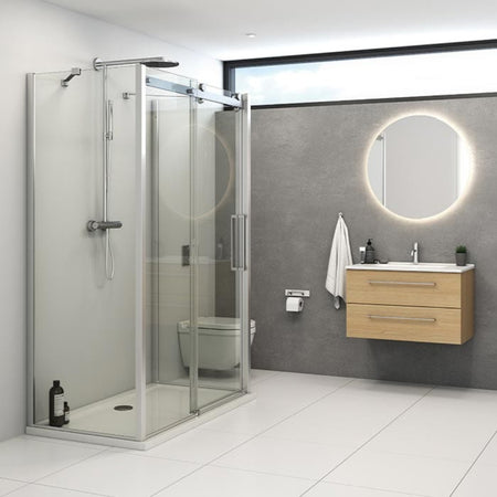 Dansani XXL Skyvedør med 2 sidepanel for rettvegg