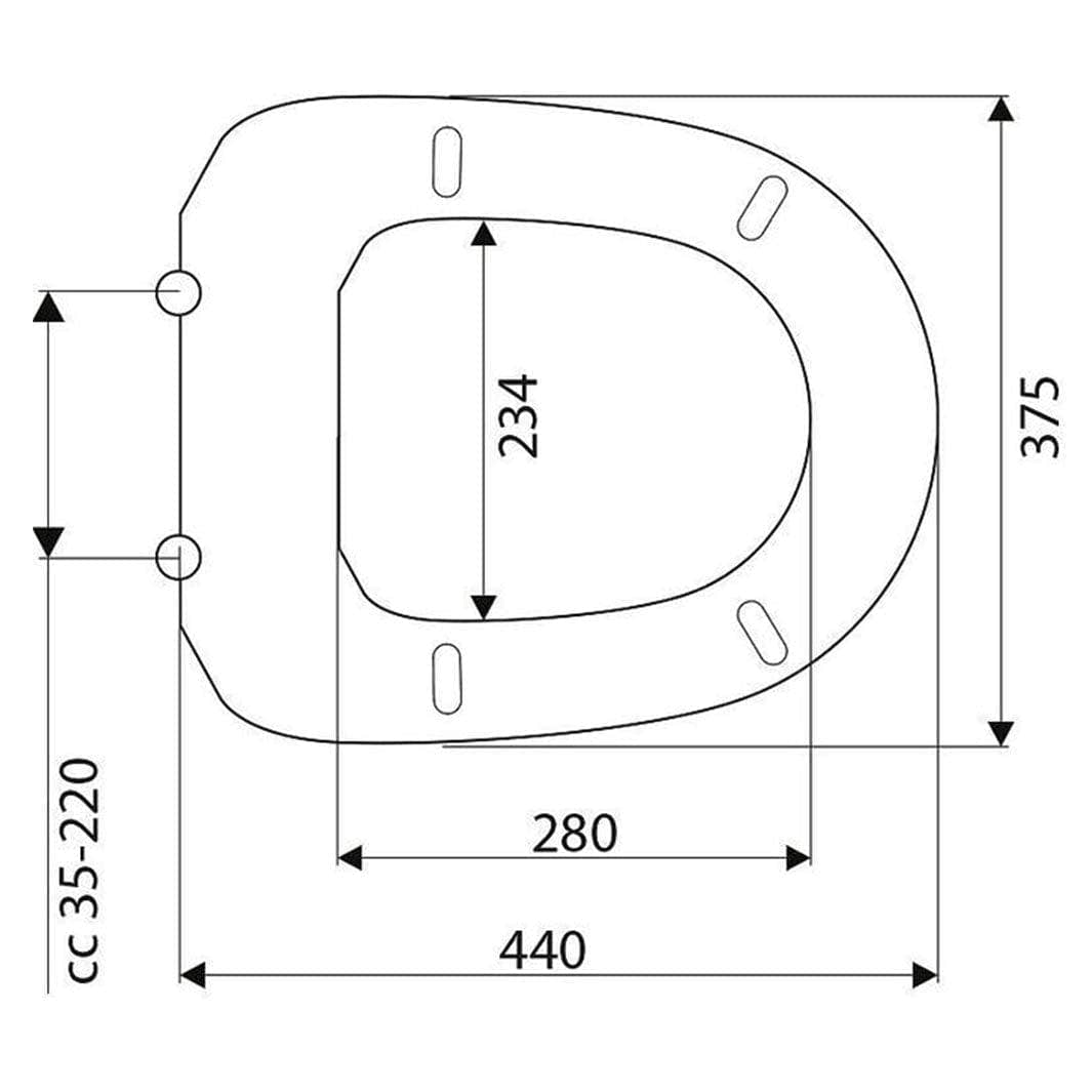 Duschy toalettsete universal i hvit plast Hvit Duschy Toalettsete CO-D080001
