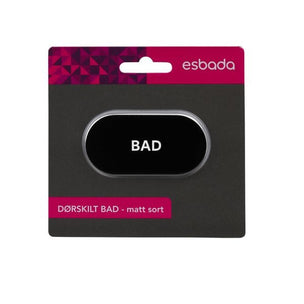 Esbada Avlangt Dørskilt BAD svart matt