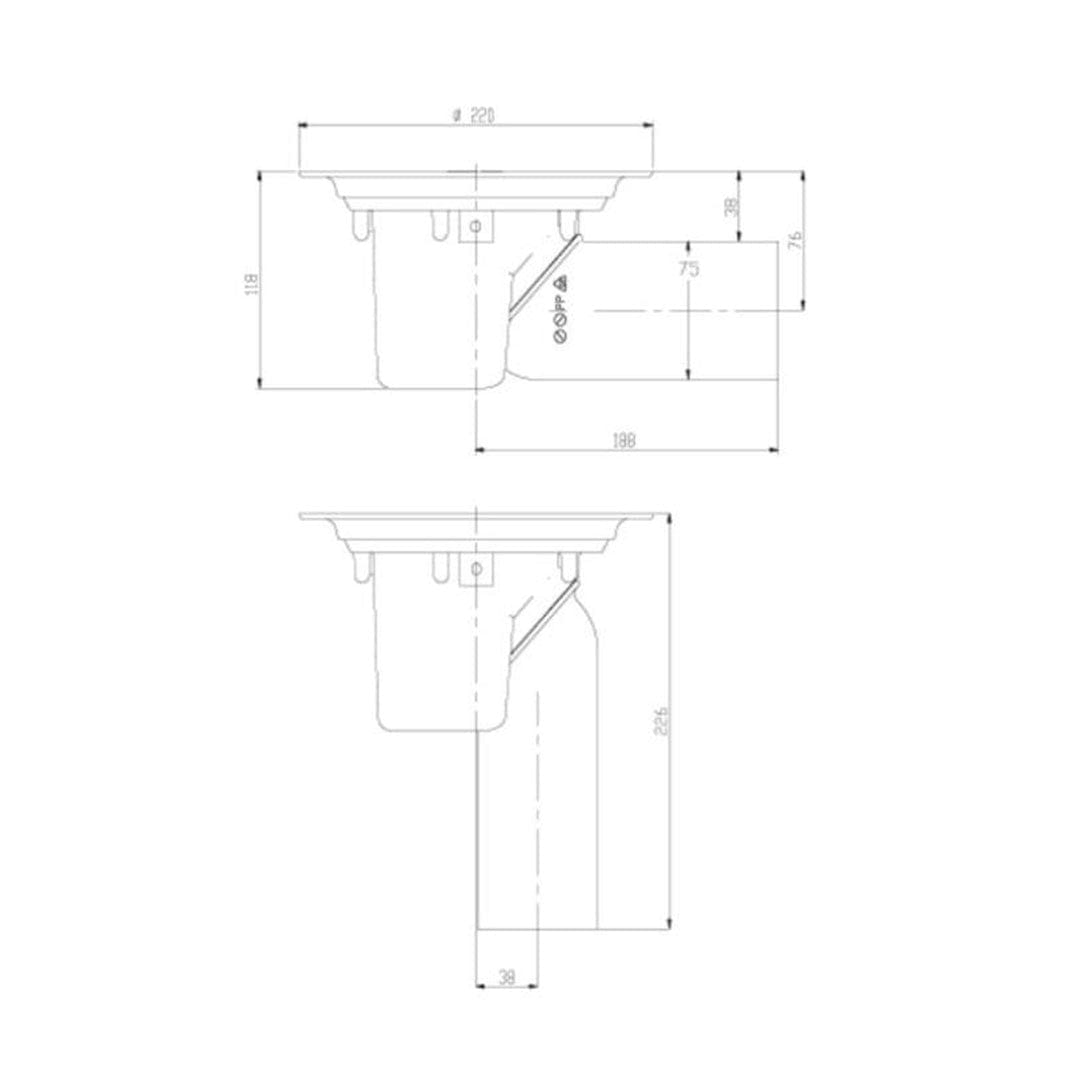 Faluplast Flexisluk 75mm sideutløp Faluplast Gulvsluk AH-4515955