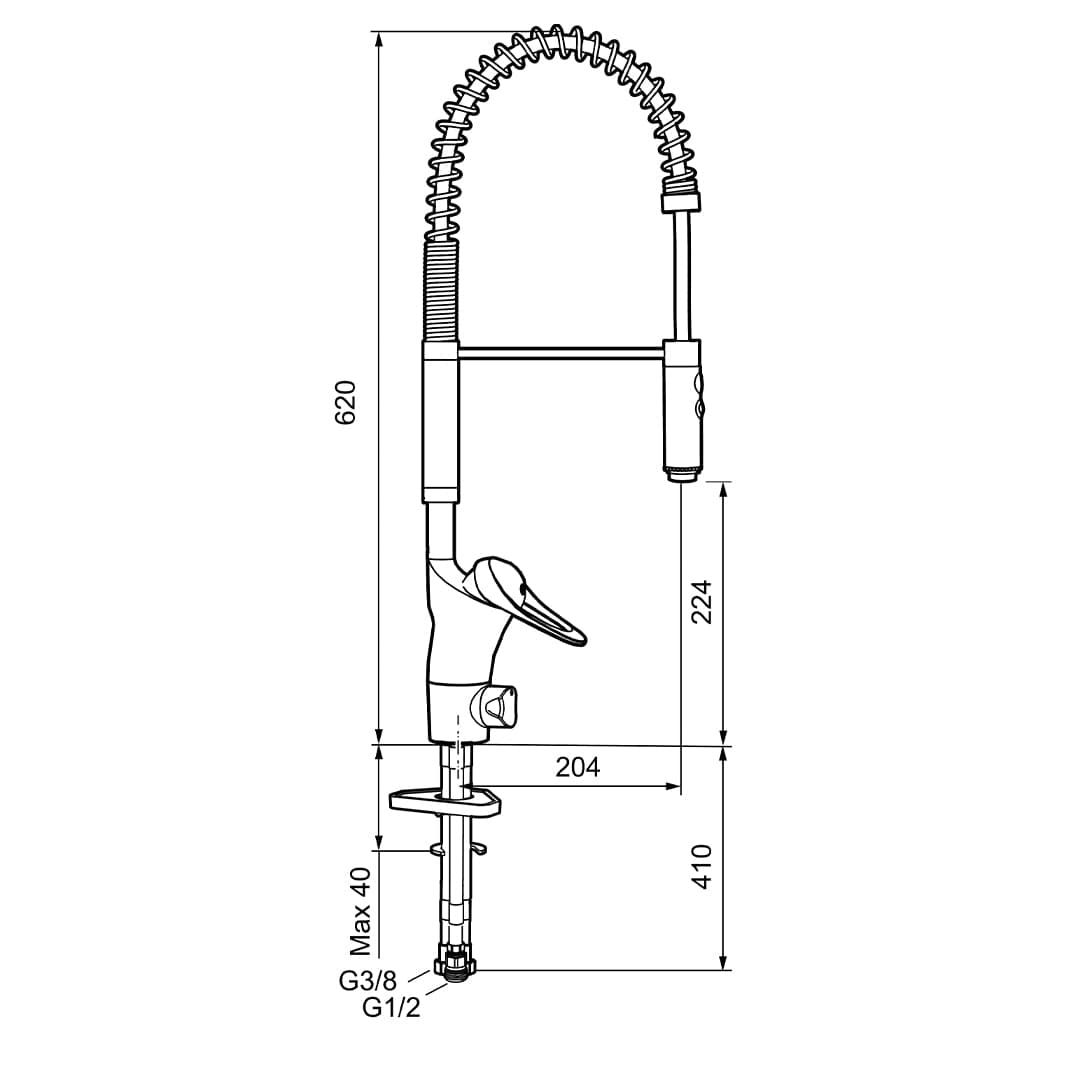 FM Mattsson 9000E Flexi Kjøkkenarmatur Krom Krom FM Mattsson Kjøkkenarmatur FM-4300917
