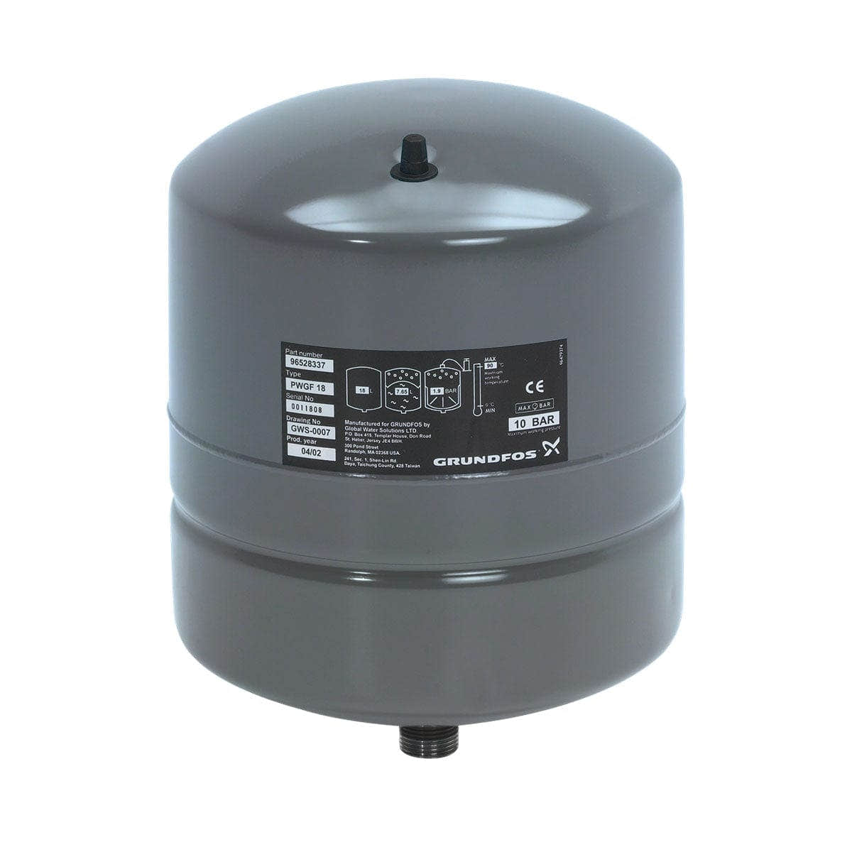 Grundfos Membrantank 12 liter, 10 Bar Grundfos Trykktank AH-8402806