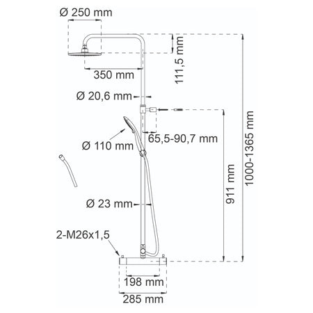 Habo Magnolia Takdusj Ø25cm komplett sett
