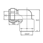 Høiax Albue innv. gjenger cu 1/2"x15